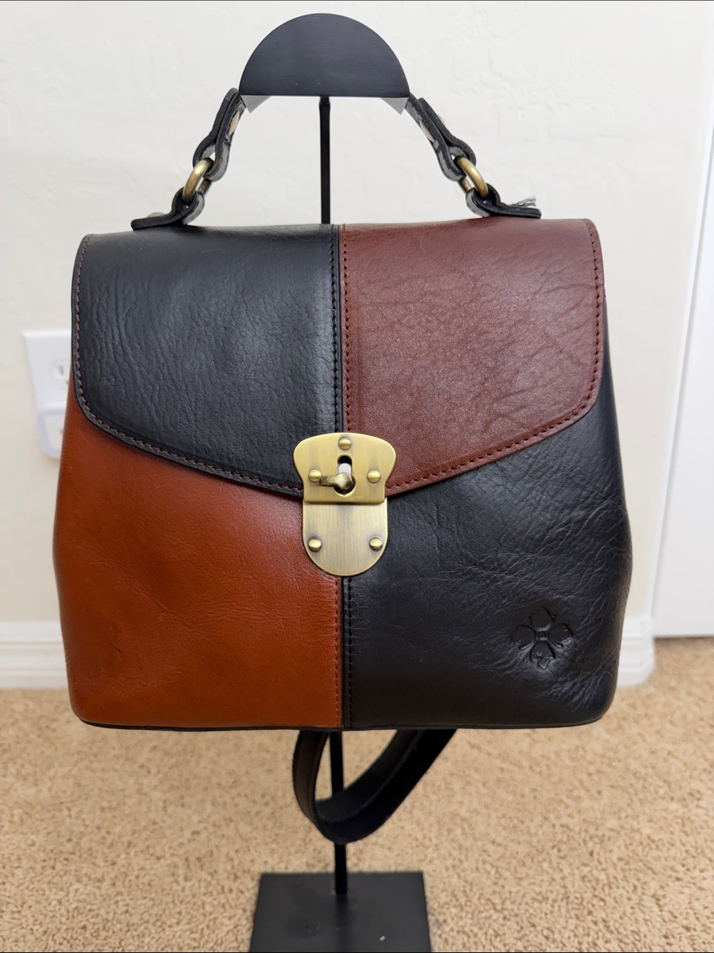 Patricia Nash Sinclair Leather Convertible Backpack Satchel Vintage Colorblock